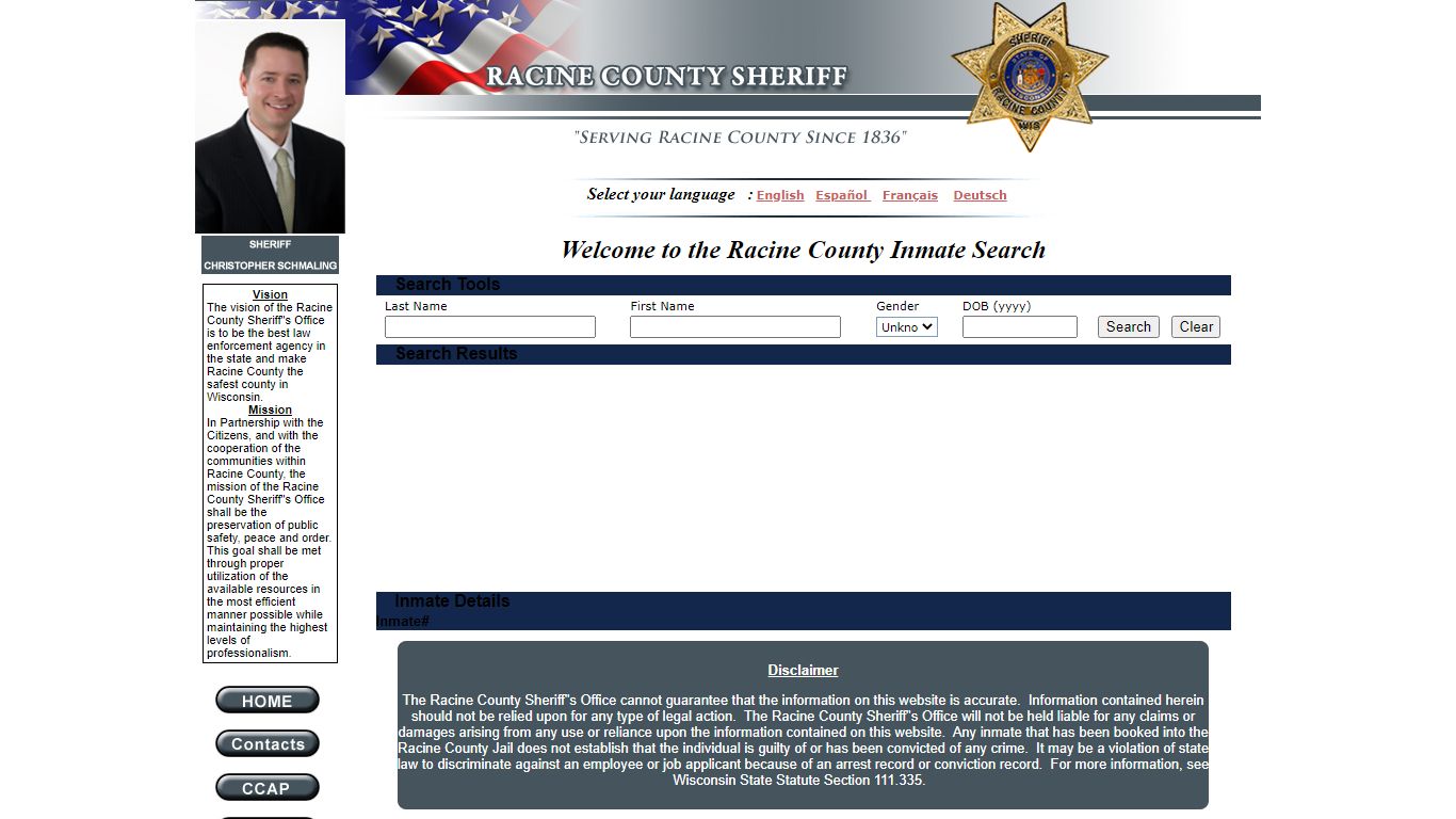 :: Racine County :: Inmate Locator - rcj-web.goracine.org